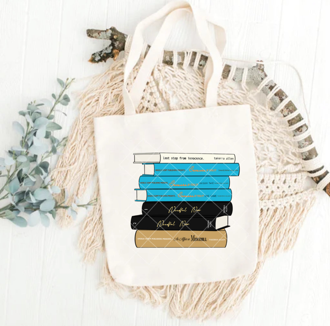 Book Stack Tote bags