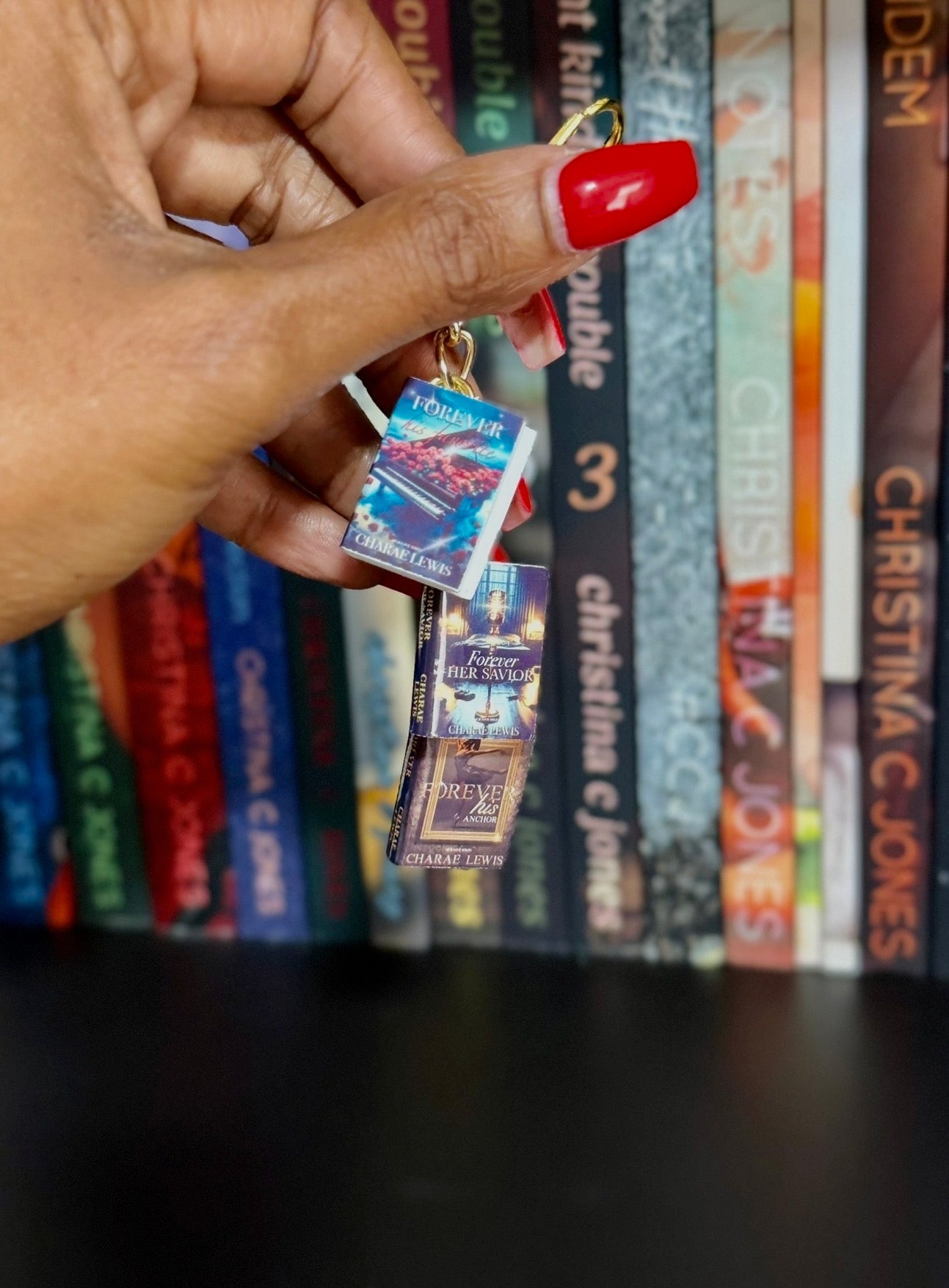 Charae Lewis Mini Book Charm Cluster Keychain