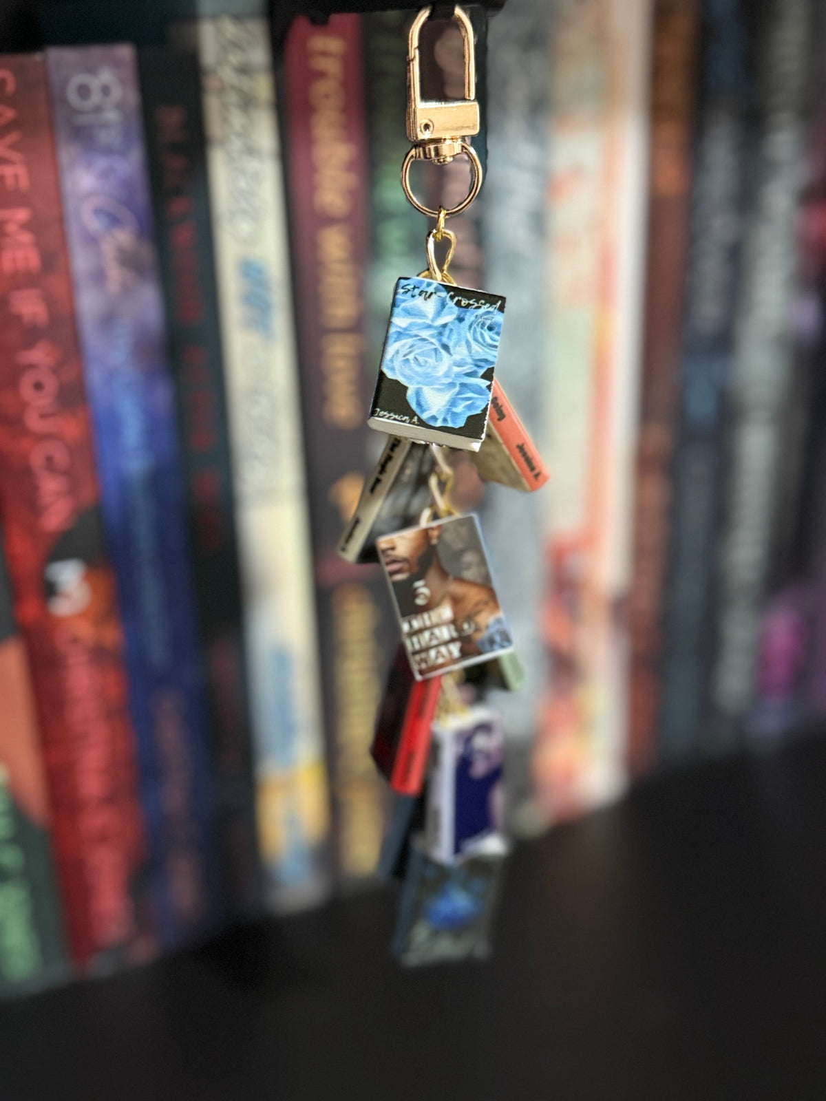Jessica A. Mini Book Charm Cluster Keychain