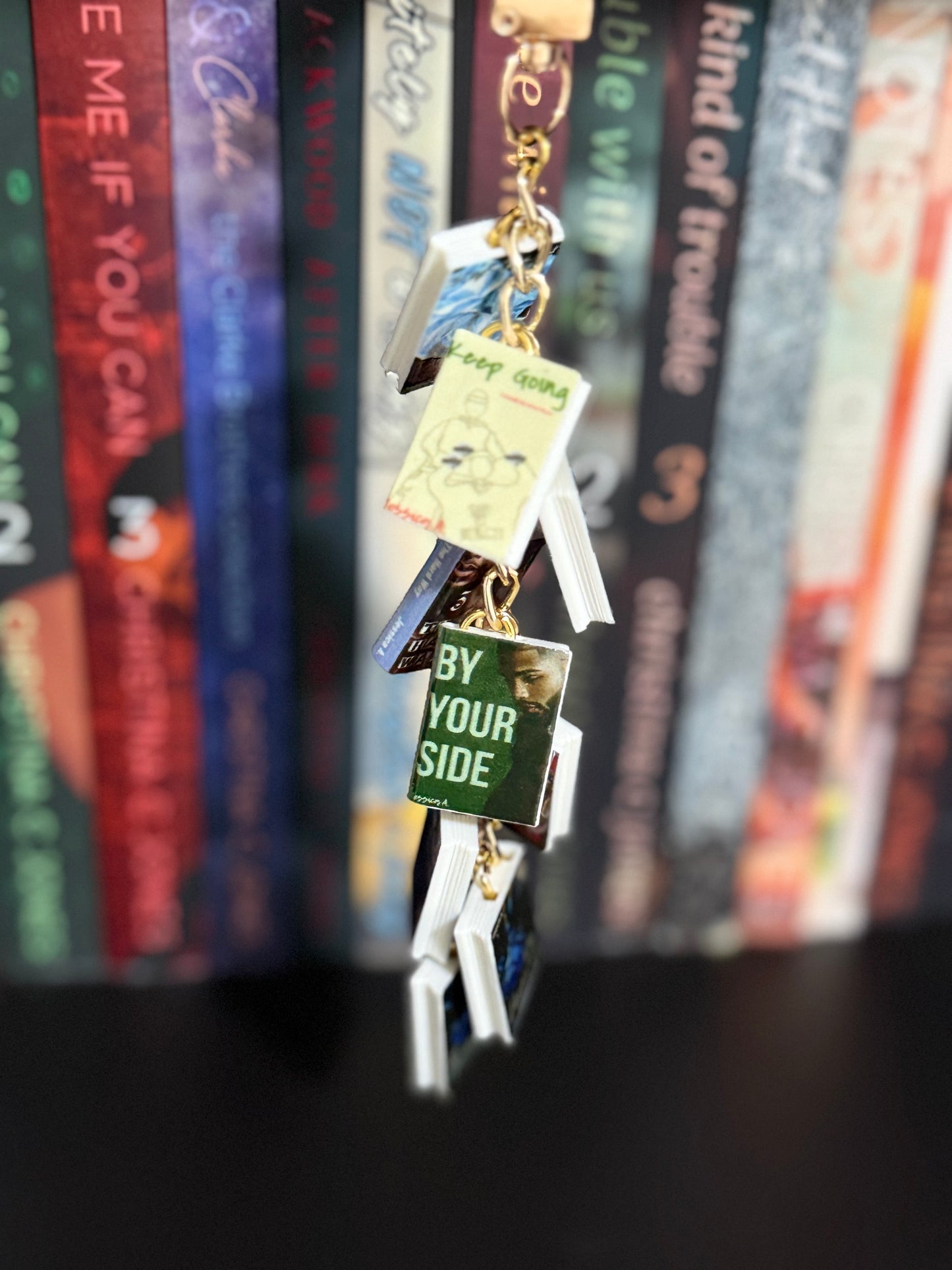 Jessica A. Mini Book Charm Cluster Keychain